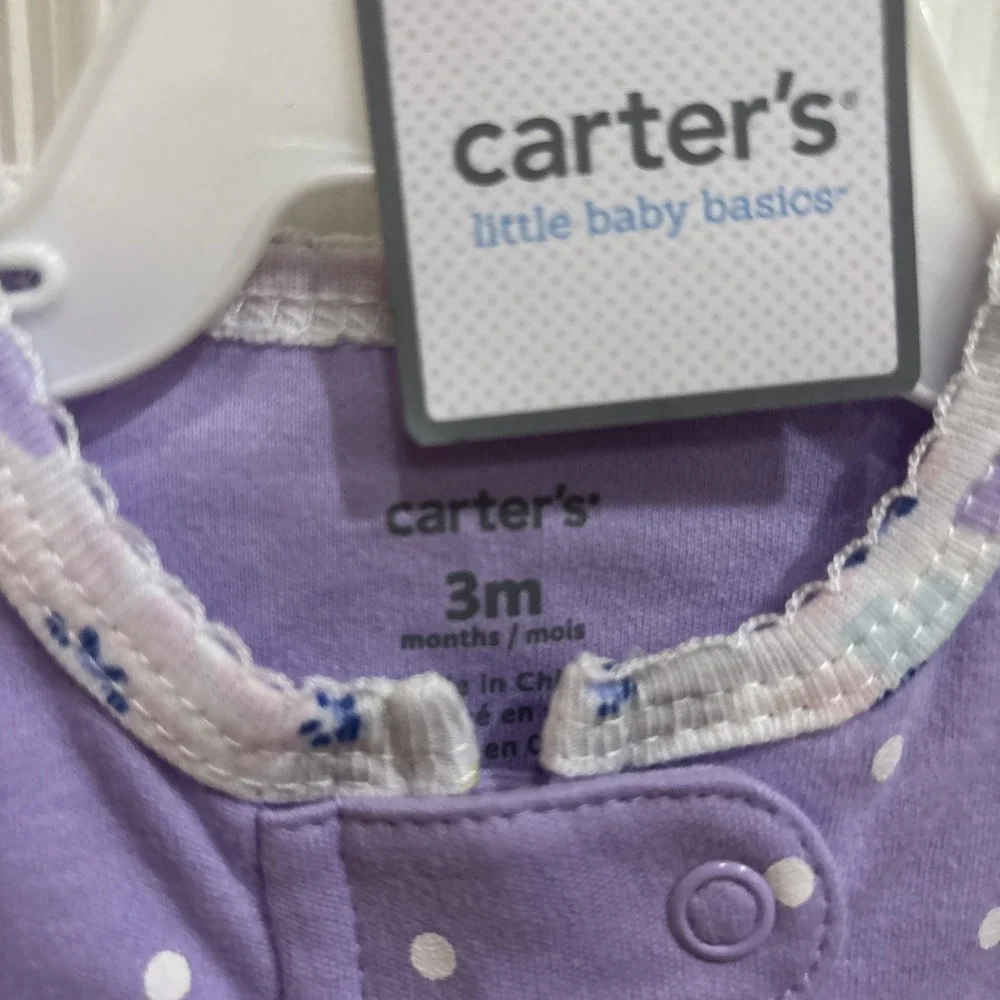 Carters Sleeper Size 3 Months (9-12.5lb) - NWOT With Matching Handmade Hat